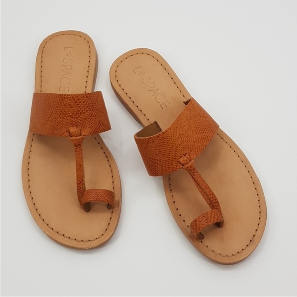 L*Space toe loop British Tan leather Sandals NWOB size 37 - Picture 2 of 10